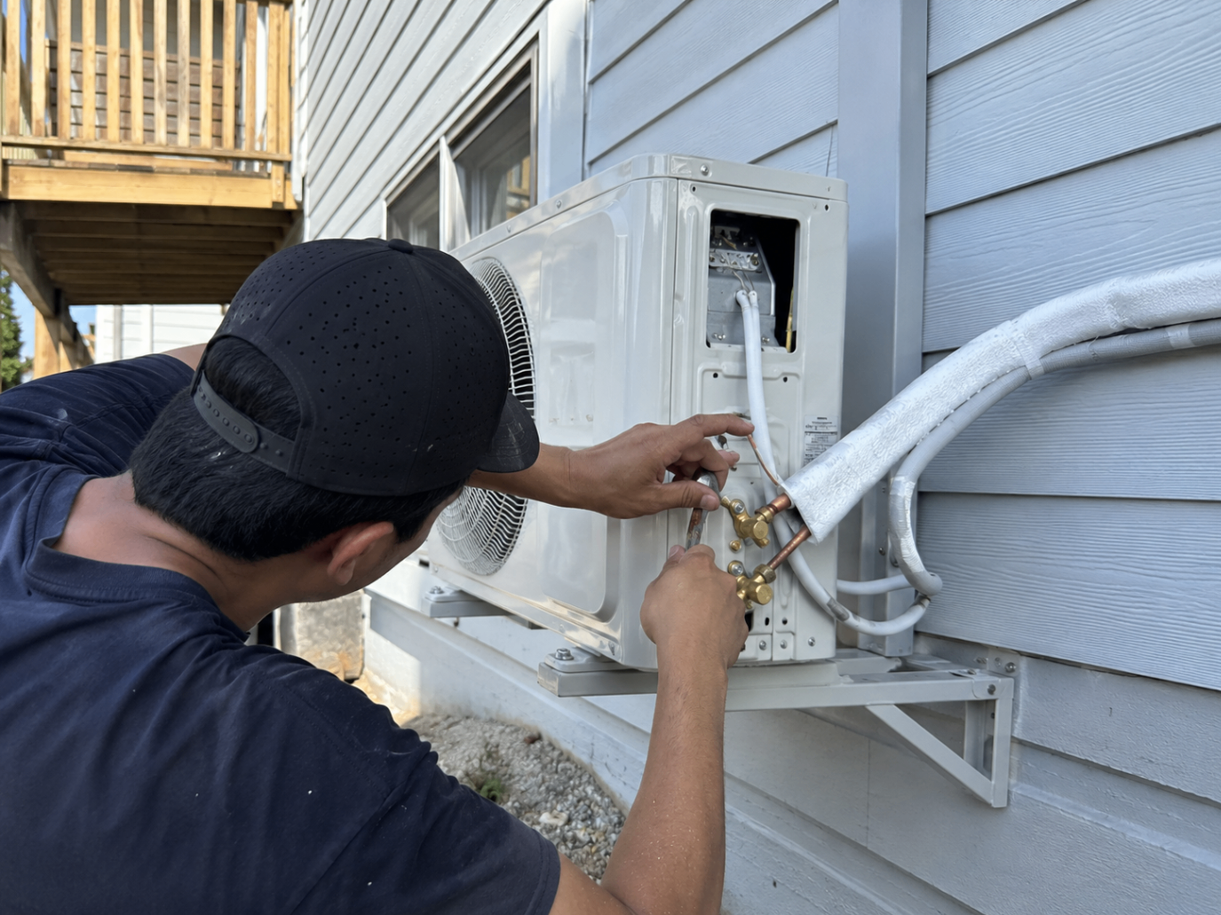 Outdoor A/C condenser hook-up